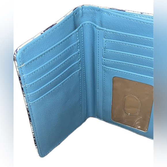 Buxton Multi-Pattern Print Tassel Bi-Fold Women’s Wallet, Blue & White - Picture 12 of 16